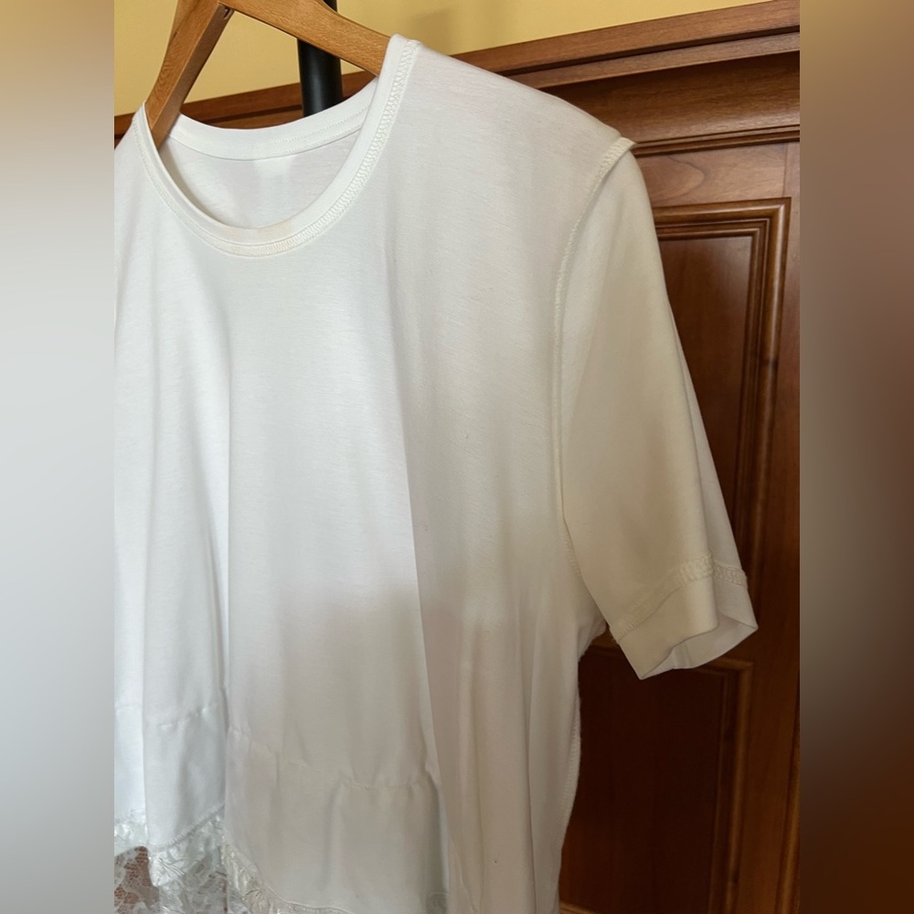 Noir Kei Ninomiya Top with Lace Trim White Silver Size L - Picture 14 of 16